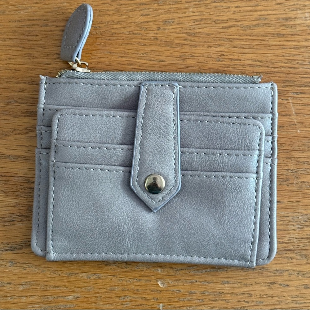 Light Gray / Taupe Leather Card Holder